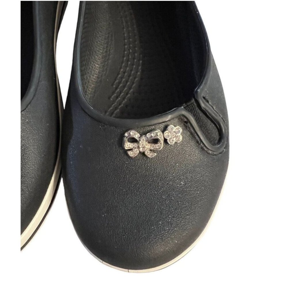 Crocs Ballet Flats Womens 6 Black‎ Rhinestone Slip On Casual Shoes Comfort - Picture 6 of 9
